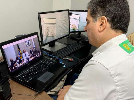 Pinheiro reunião virtual com Eduardo Pazuello