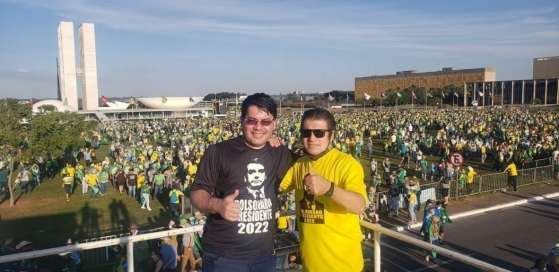 Elias Galli, sem máscara no ato pró-Bolsonaro