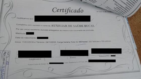 certificado falso odontologia