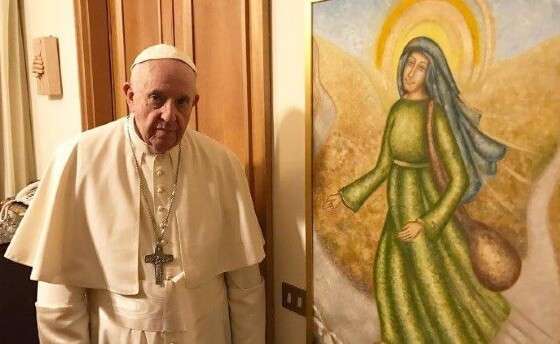 Papa Francisco recebeu obra da artista plástica Mari Bueno