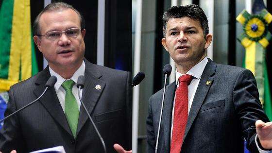 O senador Wellington Fagundes e o deputado federal José Medeiros, respectivamente.