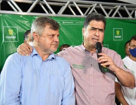 O vice-prefeito de Cuiabá, José Roberto Stopa (PV) e o prefeito Emanuel Pinheiro (MDB).