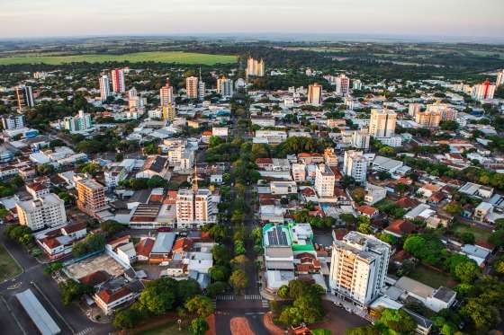 Vista aérea da cidade de Cianorte, no noroeste do Paraná.