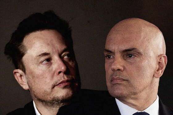 O bilionário Elon Musk e o ministro do STF, Alexandre de Moraes.