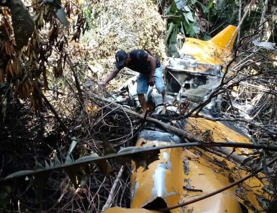 Avião agrícola caiu em uma área de mata no Distrito de União do Norte, em Peixoto de Azevedo.
