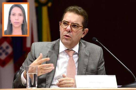 O ministro Ribeiro Dantas, do STJ. No detalhe, a advogada Fabiana Felix de Arruda, presa durante a operação 