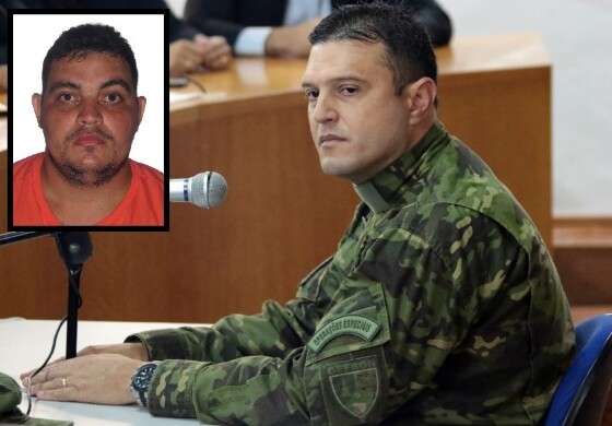 Ao centro, o coronel PM José Nildo. No detalhe, o criminoso Raffael Amorim de Brito.