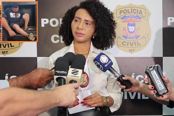 A delegada Renata Evangelista. No detalhe, o feminicida Wellington Honorato.