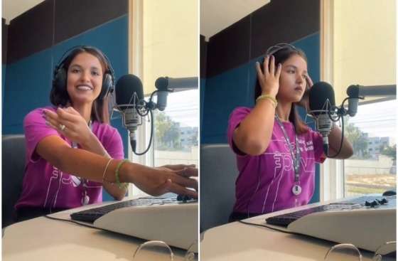 A locutora e radialista Samantha Meira, de Rondonópolis.