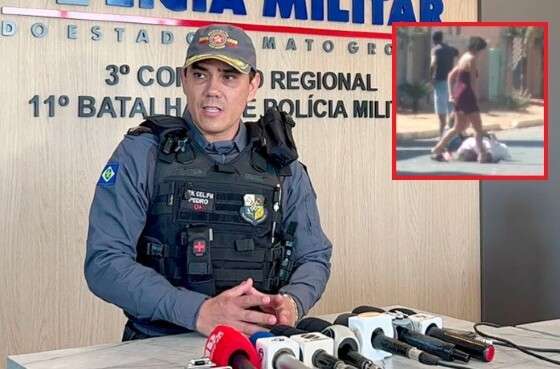 Ao centro, o comandante da PM em Sinop, tenente-coronel Pedro Miguel de Sousa.