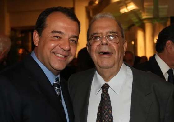 O ex-governador do Rio, Sérgio Cabral Filho, e seu pai, o jornalista Sérgio Cabral (in memorian).