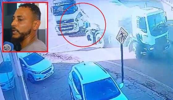 No detalhe, o motorista da betoneira, Uisner Silva. 