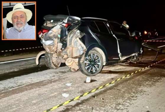 No detalhe, o empresário Reginaldo Barros, vítima fatal do acidente na BR-163.