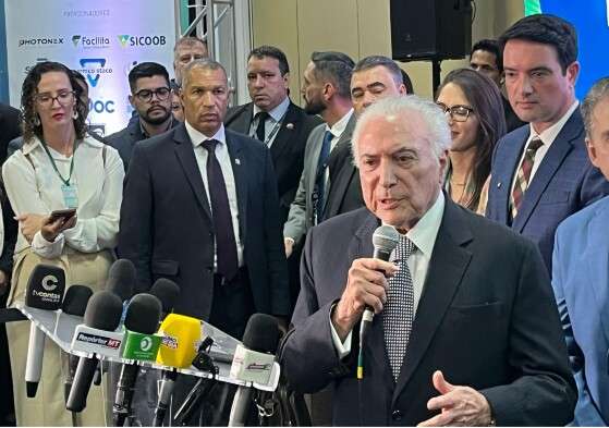 O ex-presidente Michel Temer durante evento em Cuiabá.
