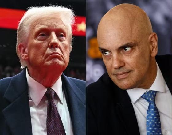 O presidentes dos EUA, Donald Trump e o ministro do STF, Alexandre de Moraes.