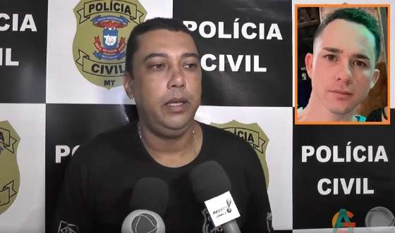 O delegado de Polícia Civil Waner dos Santos, da Delegacia de Guarantã do Norte. No detalhe, o médico Bruno Felisberto Tomiello, autor do crime.