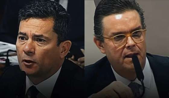 O senador da República, Sérgio Moro (União-PR) e o ministro da Previdência, Wolney Queiroz.