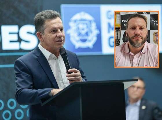 O governador de MT, Mauro Mendes e o ex-delegado de Polícia Civil Eric Fantin (detalhe).
