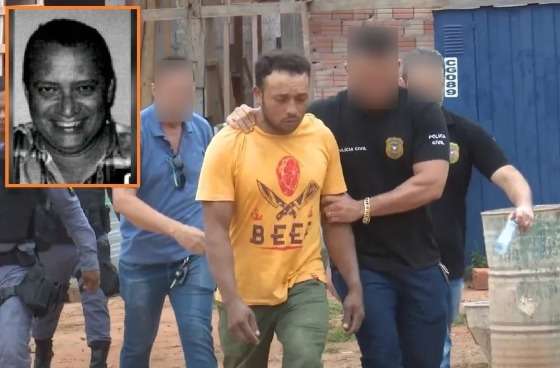 Ao centro, o criminoso Gilberto dos Anjos. No detalhe, o jornalista Osni Mendes.