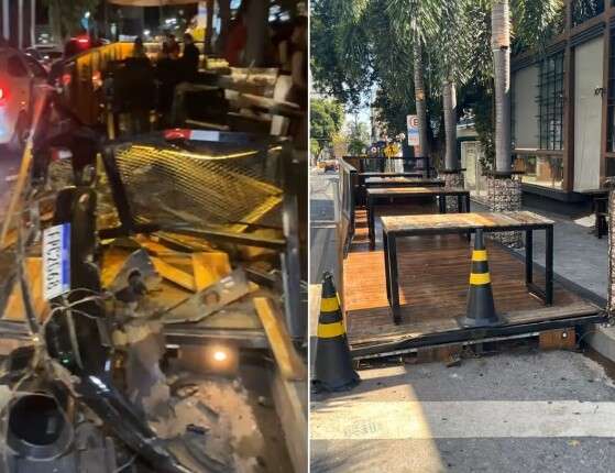 Foto mostra deck destruído logo após o ataque e depois de feita a remoção dos destroços deixados pelo incidente. 