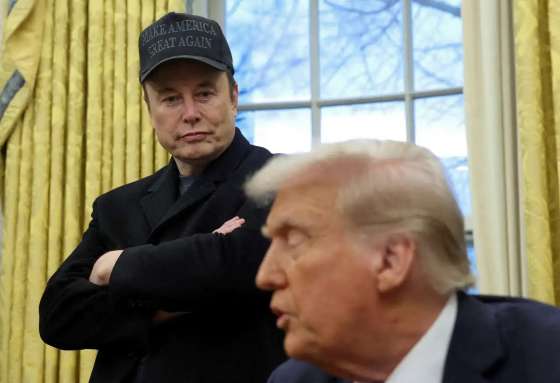 Bilionário Elon Musk e presidente dos EUA, Donald Trump